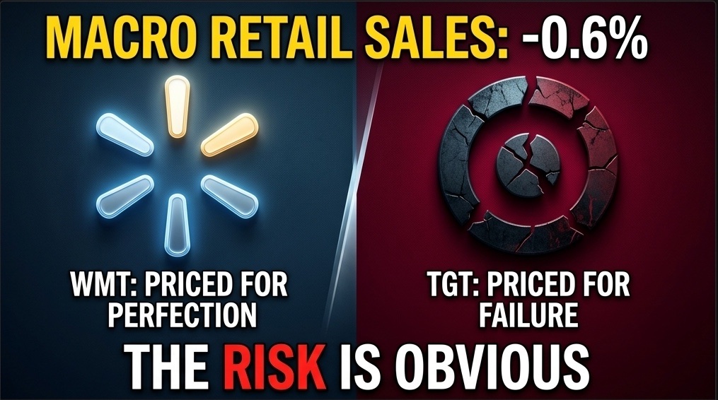 Retail Sales Just Fell 0.6%. Walmart Is Priced for Perfection. Target Is Priced for Failure. The Risk Is Obvious.