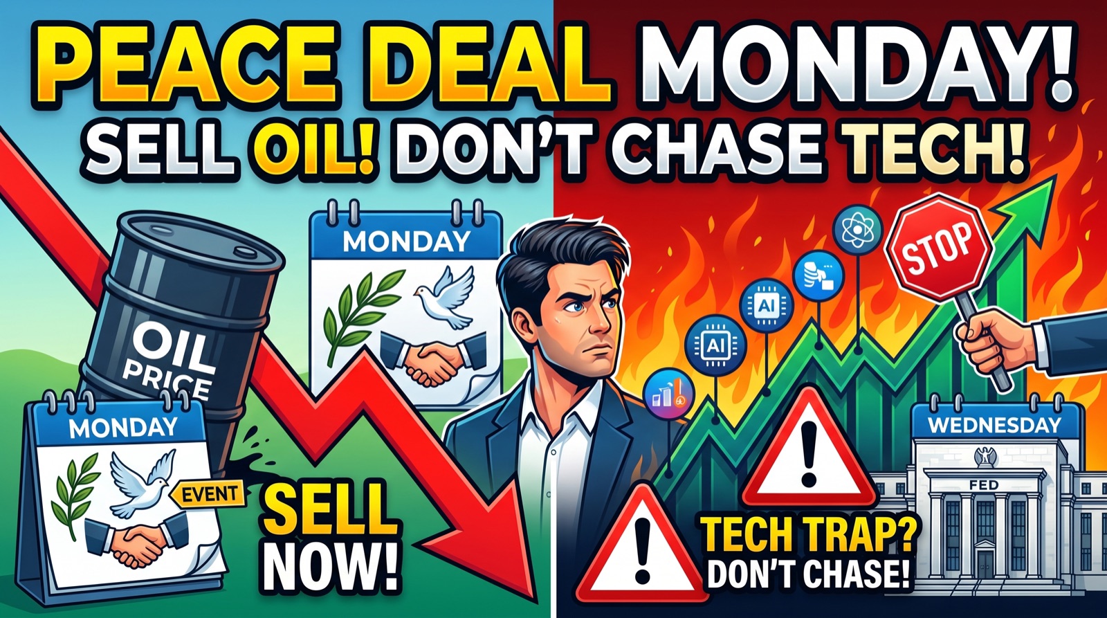 Peace Deal Monday: Sell the Oil Trade, Don't Chase Tech Into Wednesday's Fed